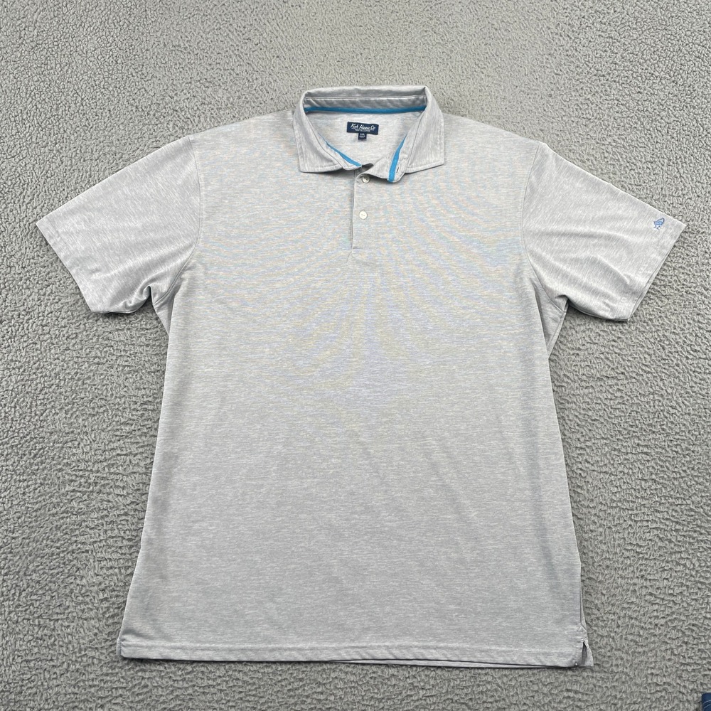 Fish Hippie Co Polo Mens XXL Gray Polo Collection Short Sleeve Solid Casual